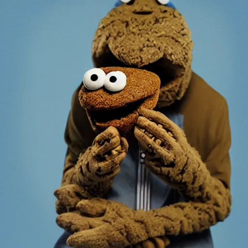 Image similar to cookie monster smoking a blunt stylised jonathan zawada photography portrait