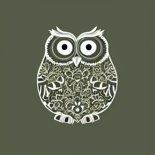 Prompt: symmetrical minimalist rococo owl illustration
