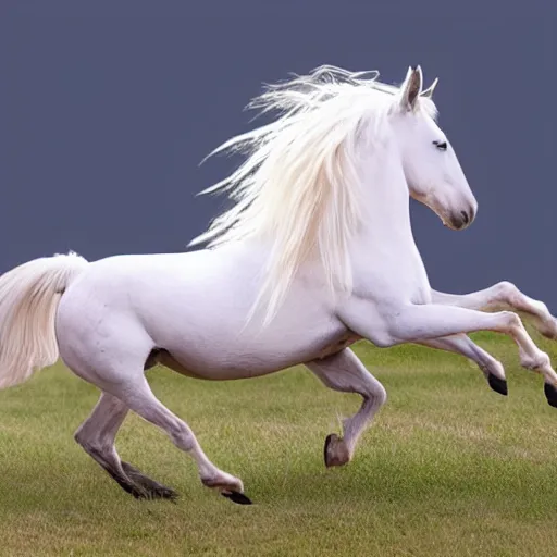 Image similar to horse galloping with a long graceful mane and shimmering coat