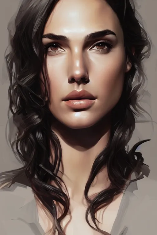 Image similar to Portrait of Gal Gadot, elegant, digital painting, highly detailed, artstation, concept art, smooth, sharp focus, illustration, art by artgerm and greg rutkowski.