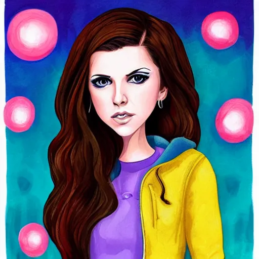 Prompt: anna kendrick in the style of jeremiah ketner