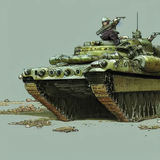 Image similar to detailed photorealistic matte painting of a Metal Slug tank by masamune shirow and geof darrow and jean girard moebius trending on artstation