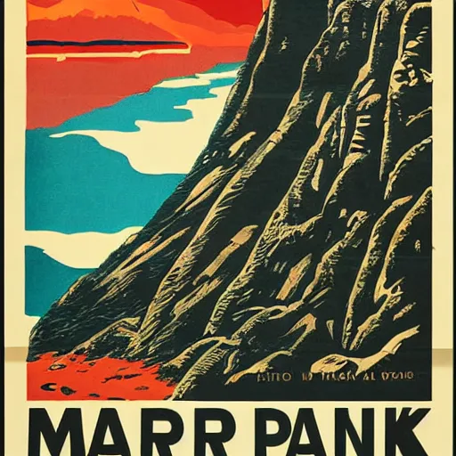 Image similar to vintage national park poster for mars