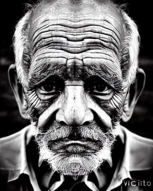 Prompt: symmetry stunning portrait of grilled old man by victo n