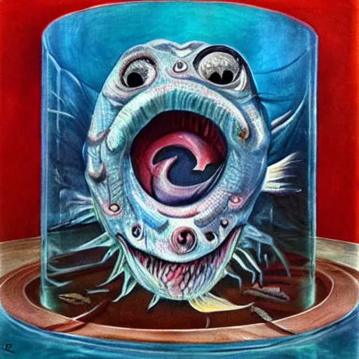 Image similar to scary fish, surrealism