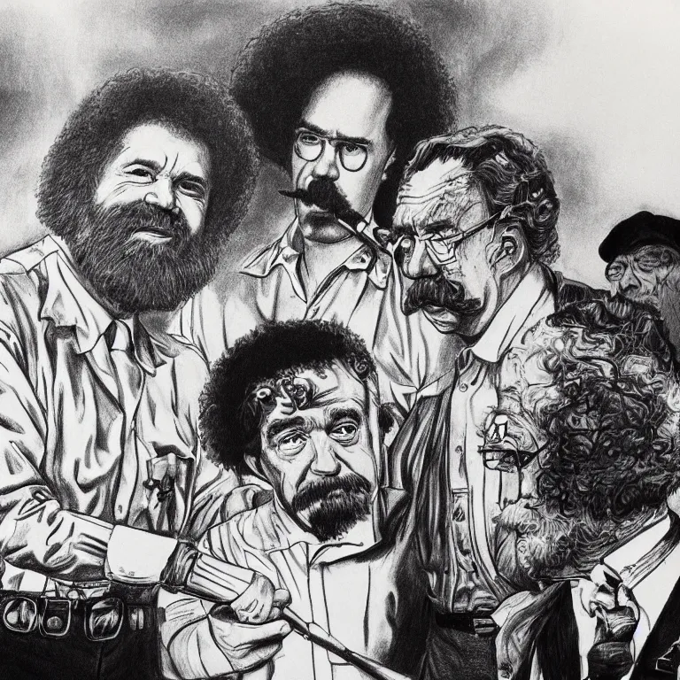 a surreal detailed drawing of Bob Ross teaching Adolf | Stable ...