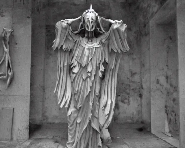 Image similar to camera footage of weeping angels with horns, Russian Cultist, False Human Features, Diablo 3, abandoned shopping mall, Psychic Mind flayer, Terrifying, Insanity :7 , high exposure, dark, monochrome, camera, grainy, CCTV, security camera footage, timestamp, zoomed in, Feral, fish-eye lens, Fast, Radiation Mutated, Nightmare Fuel, Ancient Evil, No Escape, Motion Blur, horrifying, lunging at camera :4 bloody dead body, blood on floors, windows and walls :5