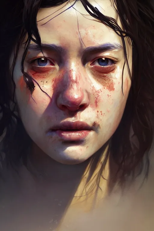 Image similar to close up face portrait of clementine from the walking dead game series, extremely detailed digital painting, in the style of fenghua zhong and ruan jia and jeremy lipking and peter mohrbacher, mystical colors, rim light, beautiful lighting, 8 k, stunning scene, raytracing, octane, trending on artstation