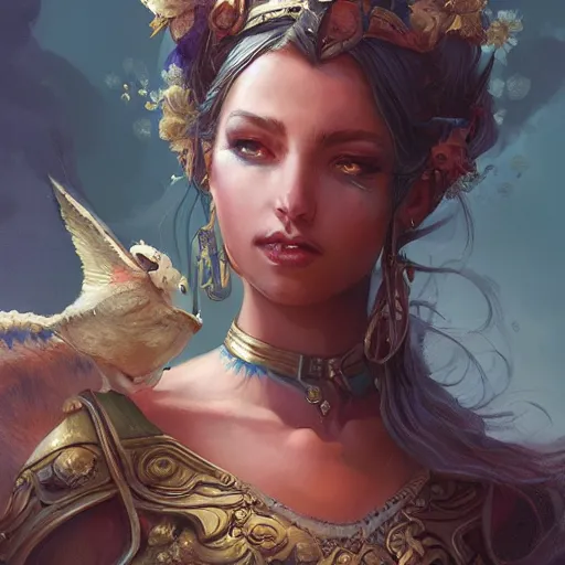 Prompt: lunar goddess, d & d, fantasy, portrait, highly detailed, digital painting, trending on artstation, concept art, sharp focus, illustration, art by artgerm and greg rutkowski and magali villeneuve