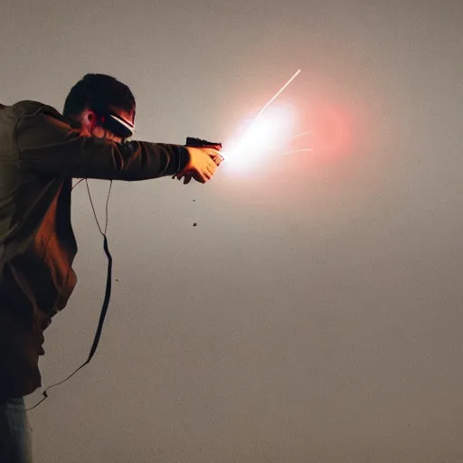 Image similar to bullet firing from gun with lot of flashes