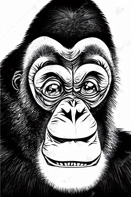 Image similar to angry chimpanzee, manga art style