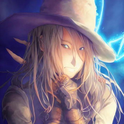 Image similar to portrait of the scarecrow of blue etheral, anime fantasy illustration by tomoyuki yamasaki, kyoto studio, madhouse, ufotable, comixwave films, trending on artstation