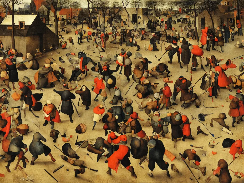 Image similar to PS1 third person game by Pieter Bruegel the Elder