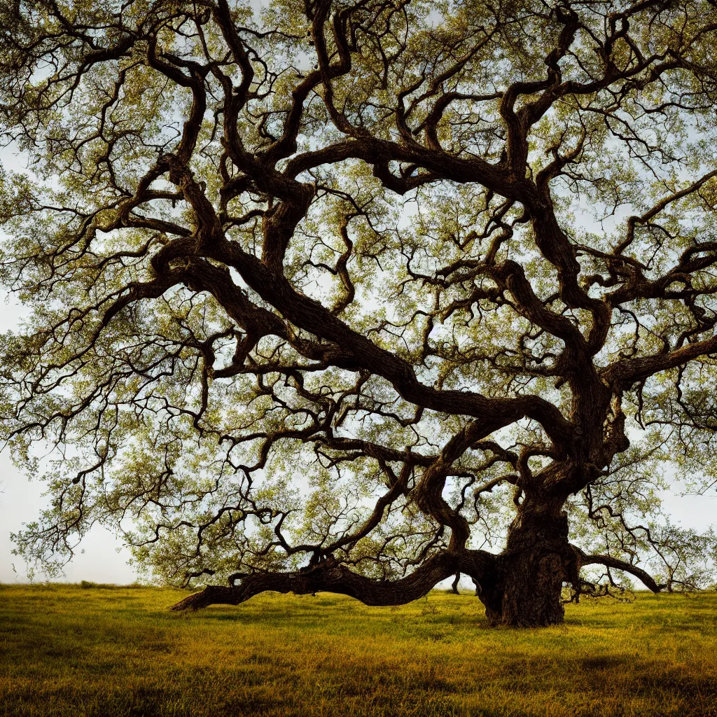 Prompt: old oak tree smoothly transitioning into four seasons of the year, the tree is growing on a meadow, cinematic lighting, photo realistic image, 4K, super detailed, cinematic look