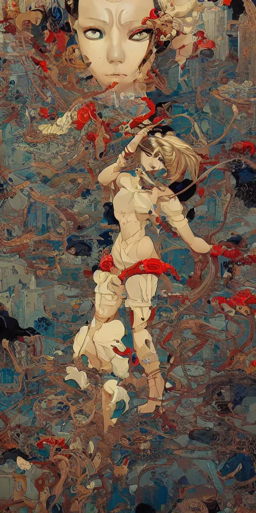 Image similar to orientalism painting by james jean and katsuhiro otomo and erik jones, inspired by akira anime, smooth texture, intricate oil painting, high detail illustration, sharp high detail, long exposure city pop