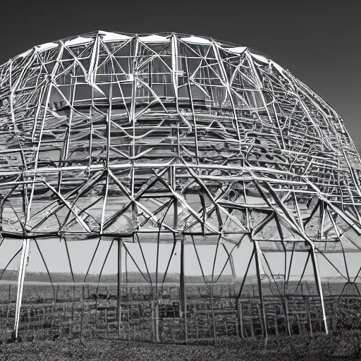 Image similar to ultra precise, asymmetric fineliner drawing of an abandoned duga radar array in ukraine, bold lines, gallery quality, photorealistic, 4 k, very detailed, 8 k