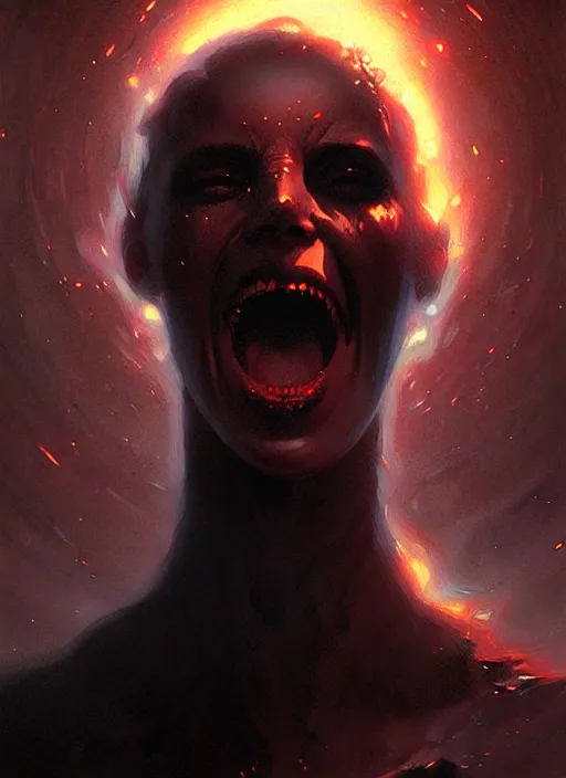 Image similar to portrait of the screaming void by greg rutkowski