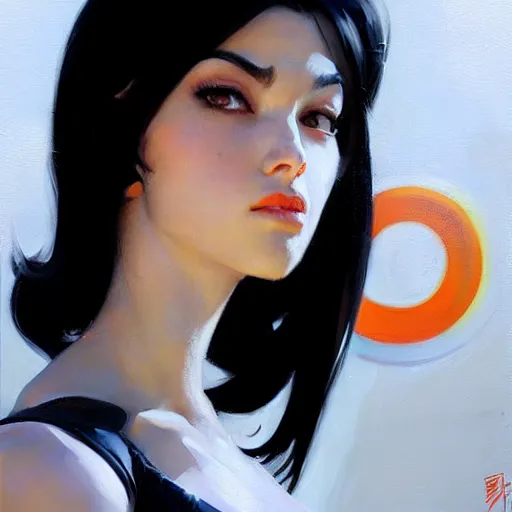 Prompt: greg manchess portrait painting of white pale girl with black hair as overwatch character, medium shot, asymmetrical, profile picture, organic painting, sunny day, matte painting, bold shapes, hard edges, street art, trending on artstation, by huang guangjian and gil elvgren and sachin teng