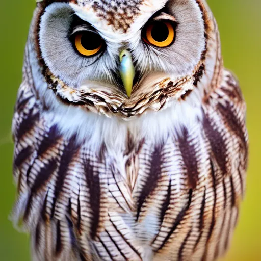 Prompt: The cutest owl ever, pastel sky, photograph, dynamic lighting, 8k resolution, hyperrealistic, high contrast