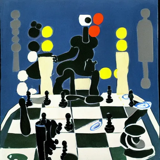 Image similar to An oil painting by Matisse of a humanoid robot playing chess