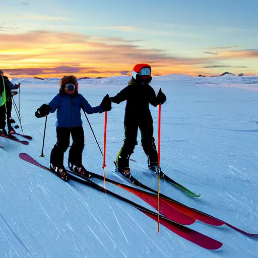 Image similar to giant turtles on snow skis