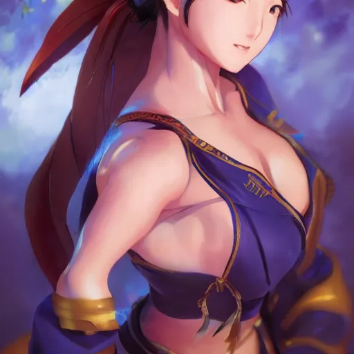 Image similar to An anime portrait of Chun li, by Stanley Artgerm Lau, WLOP, Rossdraws, James Jean, Andrei Riabovitchev, Marc Simonetti, and Sakimichan, tranding on artstation, SFW version