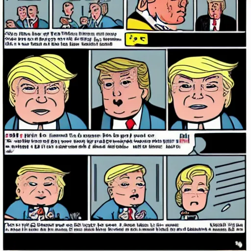 Image similar to donald trump as a big baby by chris ware