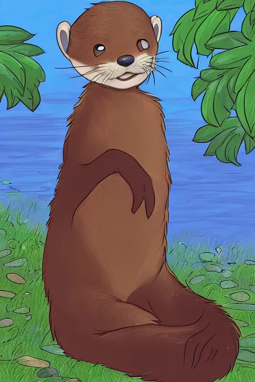 Prompt: an otter fursona, trending on furaffinity, by don bluth, furry art, digital art