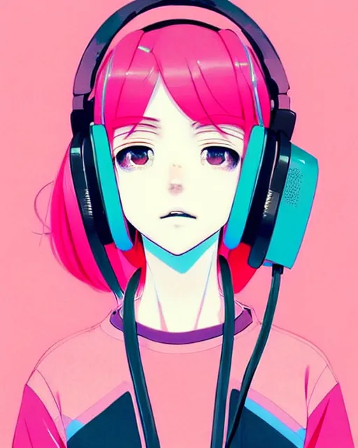 Prompt: girl wearing headphones, city background, very anime!!! anime!! intricate details, aesthetically pleasing pastel colors, poster background, art by conrad roset and ilya kuvshinov