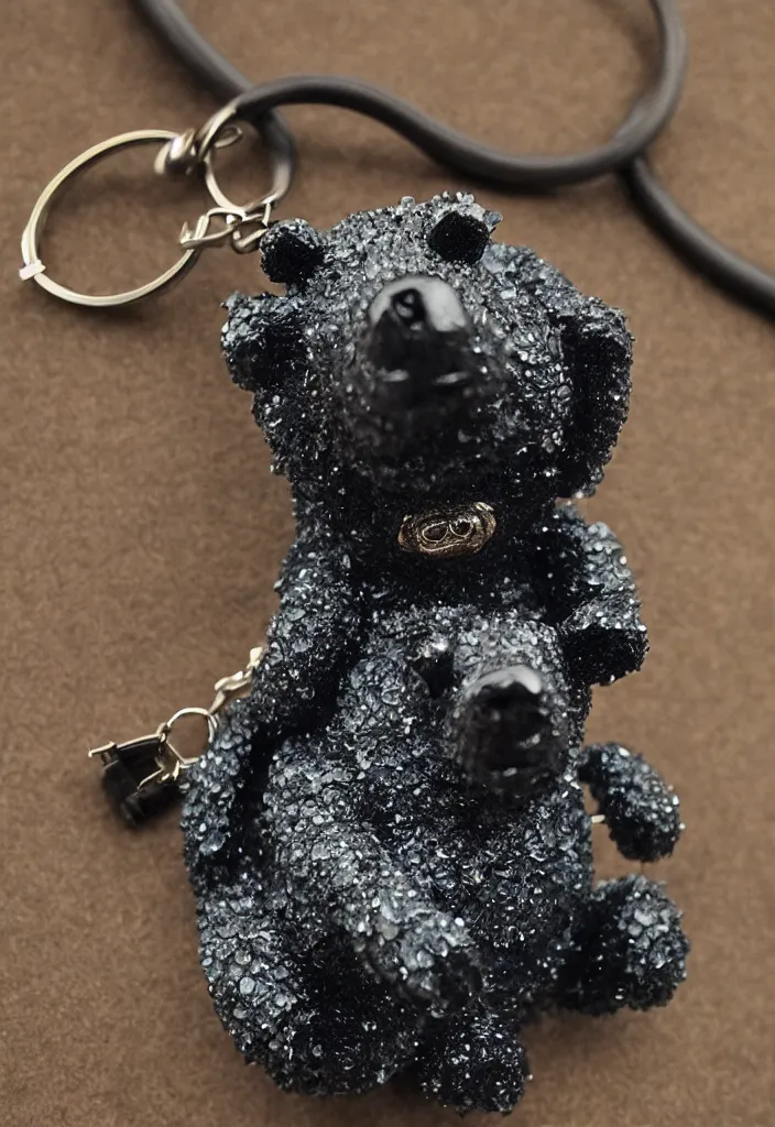 Image similar to a small deep coloured crystal bear keychain by greg rutkowski, sung choi, mitchell mohrhauser, maciej kuciara, johnson ting, maxim verehin, peter konig, 8 k photorealistic, cinematic lighting, hd, high details, dramatic, atmosphereric