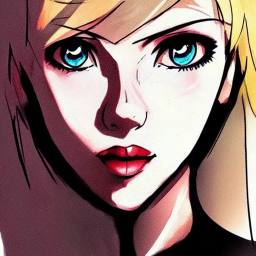 Prompt: concept art of scarlett johansson in anime style