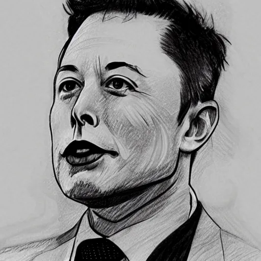 Prompt: a badly-drawn pencil sketch of elon musk