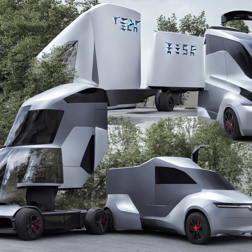 Image similar to tesla cybertruck on a street,