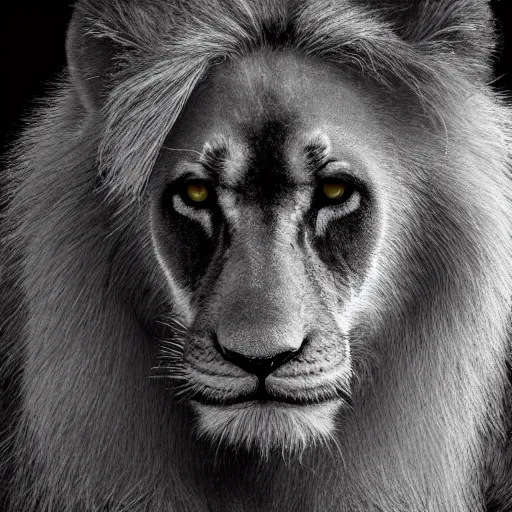 Image similar to ultra realistic photograph from a black lion