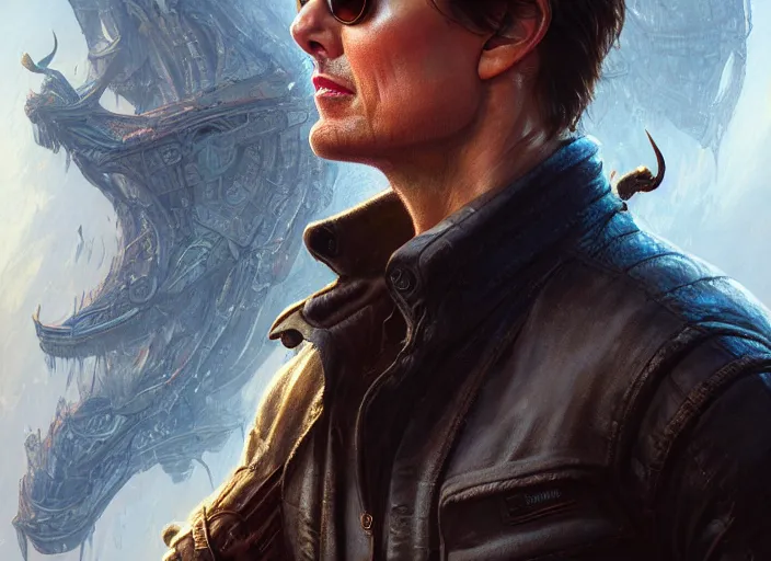 Image similar to tom cruise as oscar diggs, intricate, d & d, fantasy, art nouveau, digital painting, trending on artstation, sharp focus, wide shot, illustration, global illumination, ray tracing, art by artgerm and greg rutkowski and ruan jia