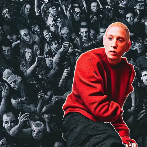 Prompt: Eminem in hell