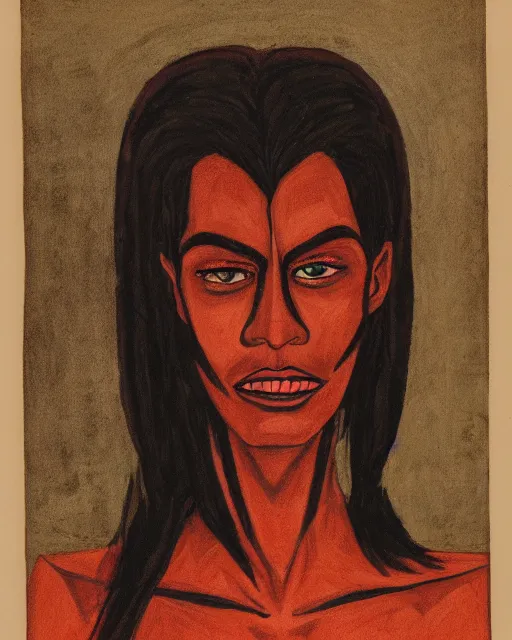 Image similar to ancient nilotic androgynous vampire with demonic eyes, portrait