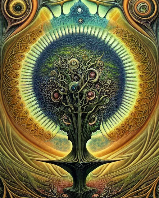 Image similar to tree of life by roger dean and andrew ferez, art forms of nature by ernst haeckel, divine chaos engine, symbolist, visionary, art nouveau, botanical fractal structures, organic, detailed, realistic, surreality