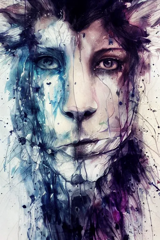 Prompt: lion, agnes cecile, beautiful