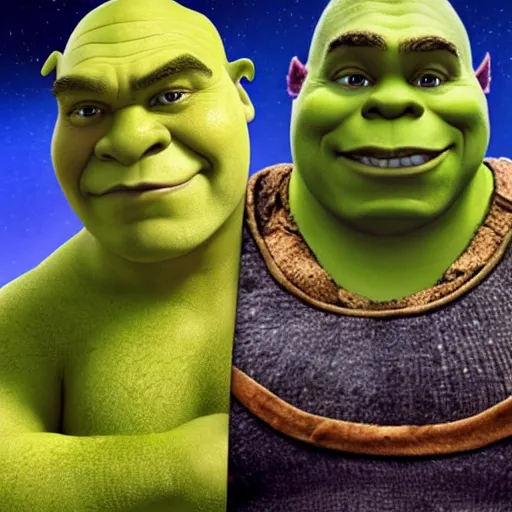 Image similar to Shrek as Thanos