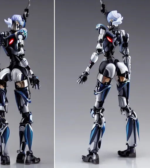 Image similar to Girl in mecha cyber Armor, portrait of the action figure of a girl, with bare legs，in the style of Kotobukiya ，anime figure