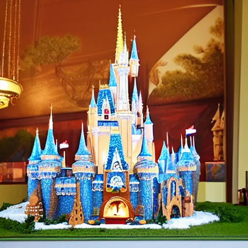 Prompt: disney world castle as a life size gingerbread house.