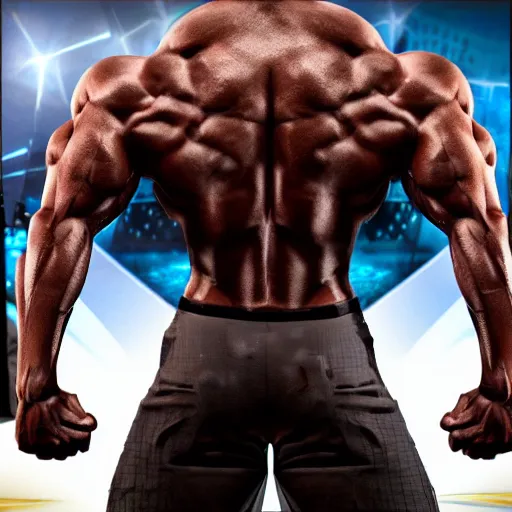 Image similar to a realistic detailed photo of a bodybuilder who is also a male android Chris Redfield, shiny skin, posing robotically, blank stare