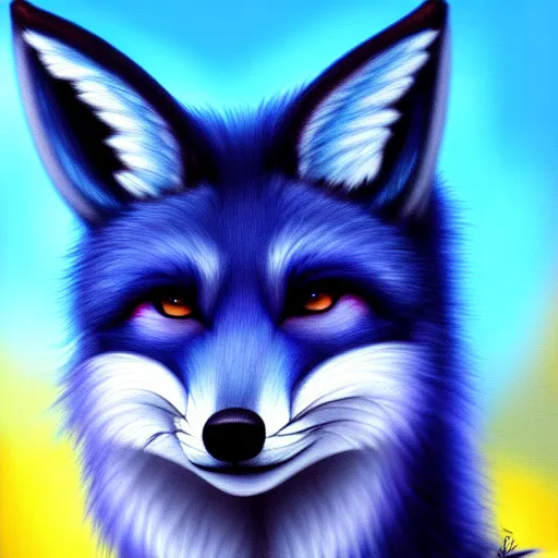 Image similar to a blueberry - fox hybrid, deviantart, furry, oil on canvas, hd