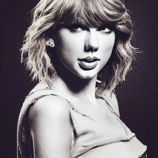 Image similar to a portrait of taylor swift in the role of a goat