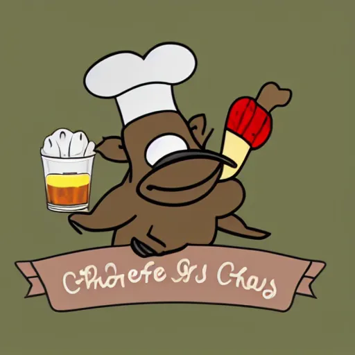 Image similar to cute platypus wearing a chef hat, logo style