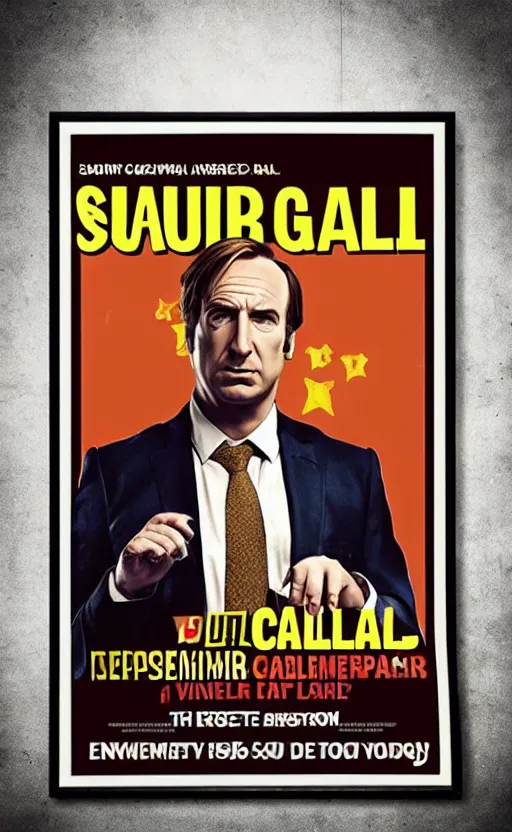 Prompt: saul goodman, poster of better call saul, vintage