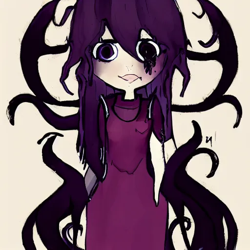 Prompt: a very cute and beautiful demonic eldritch girl