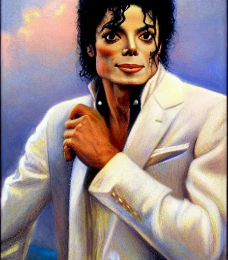 Prompt: portrait of michael jackson by ill cabot perry, high quality, high detail