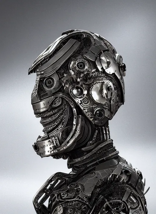 Image similar to portrait of a futuristic silver armored knight district 9 cyborg with inside it an xeonmorph alien, modern fine art, fractal, intricate, elegant, highly detailed, digital photography, subsurface scattering, by jheronimus bosch and greg rutkowski,